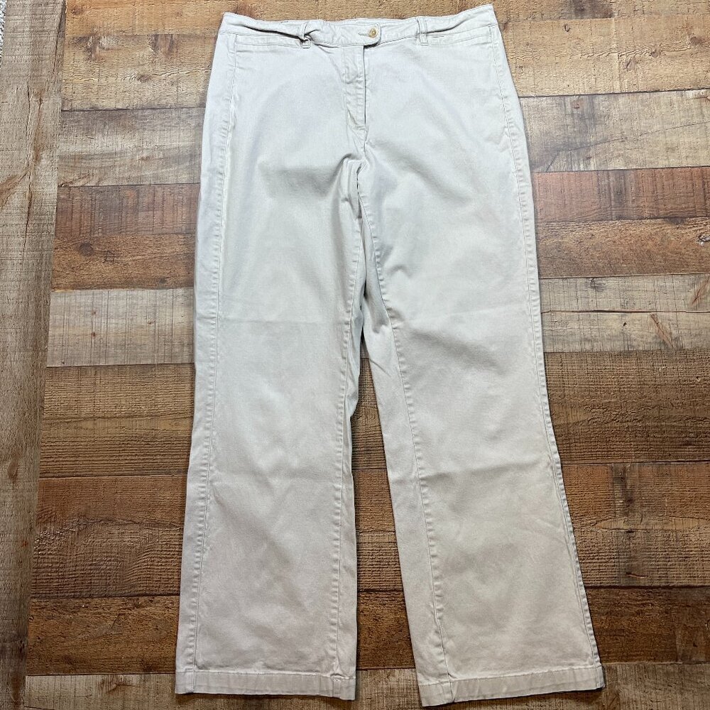 Woolrich Tan Flat Front Wide Leg Pants size 14